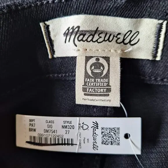 NWT Madewell Kick Out Crop Jeans Mid Rise Flare Leg Black Rinse Wash Size 27 - Picture 12 of 16